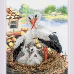 Set za vezenje "Družina štorkelj" 30 x 40 cm