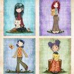 Panel Garden Girls QT Fabrics z motivi štirih deklic
